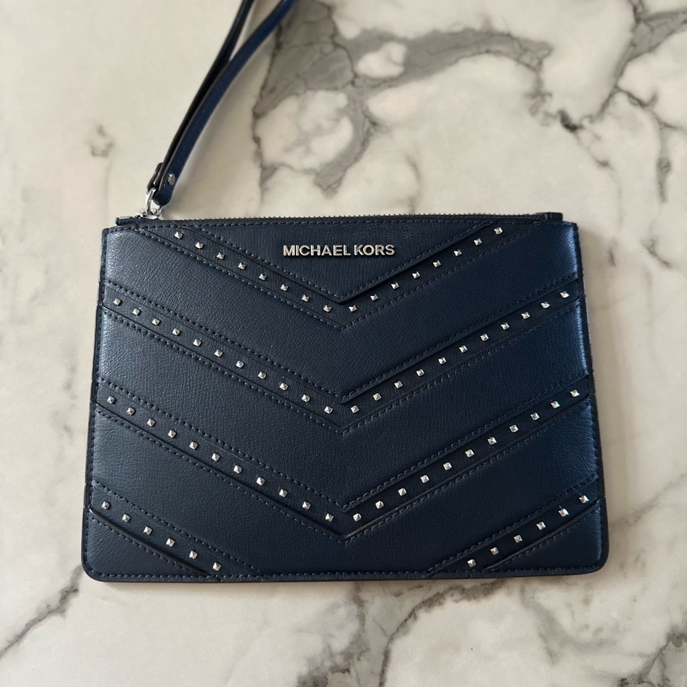 Michael Kors Navy Studded Wristlet